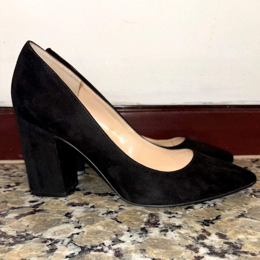 Black suede heels